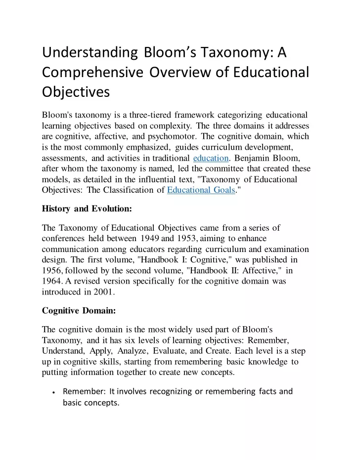 understanding bloom s taxonomy a comprehensive