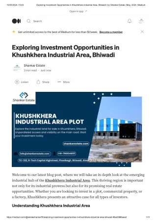 Exploring Investment Opportunities in Khushkhera Industrial Area, Bhiwadi _ by Shankar Estate