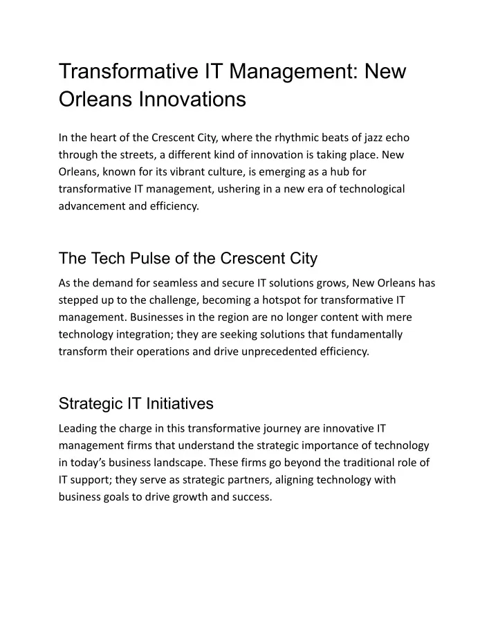 transformative it management new orleans