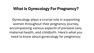 What Is Gynecology For Pregnancy