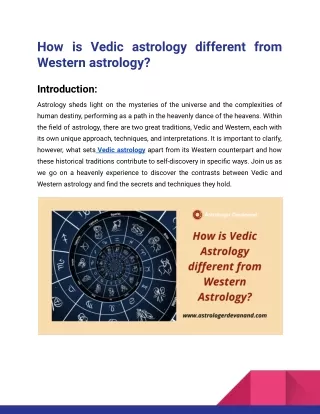 How is Vedic astrology different from Western astrology_Astrologer Devanand