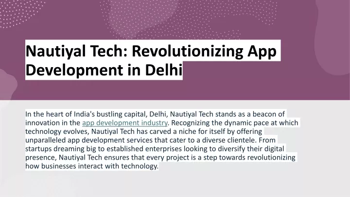 nautiyal tech revolutionizing app development in delhi