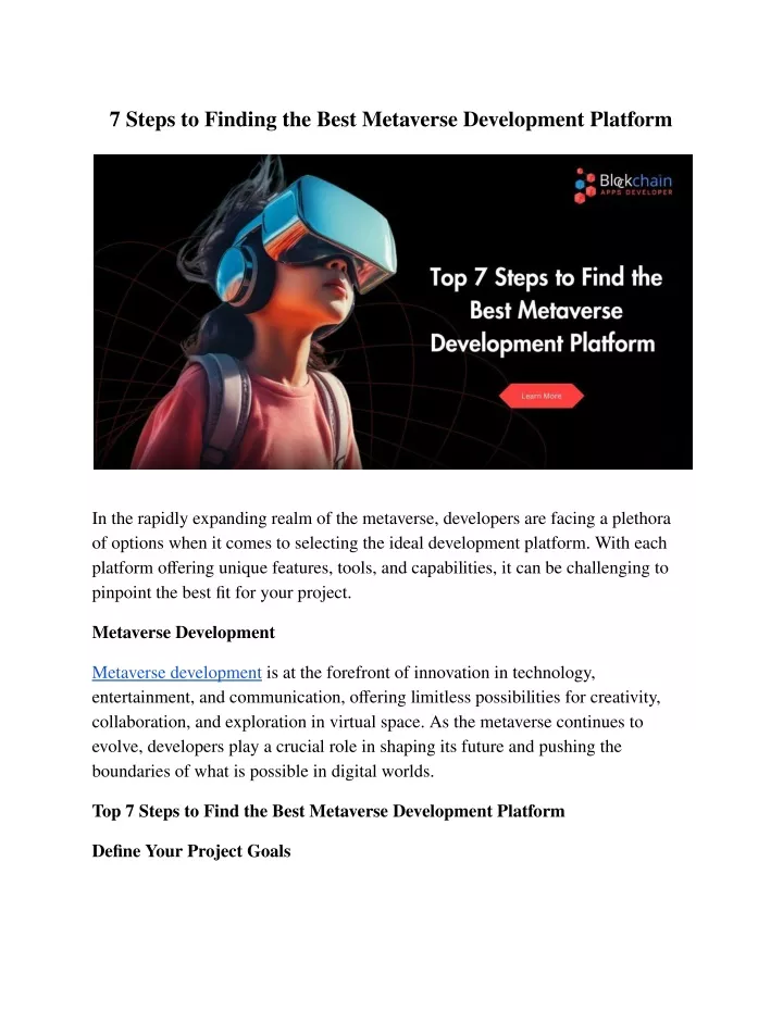 7 steps to finding the best metaverse development