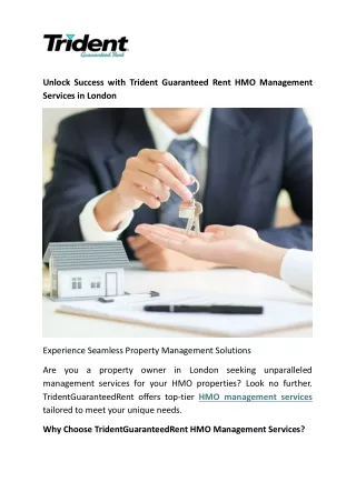 HMO Management Services in London - TridentGuaranteedRent