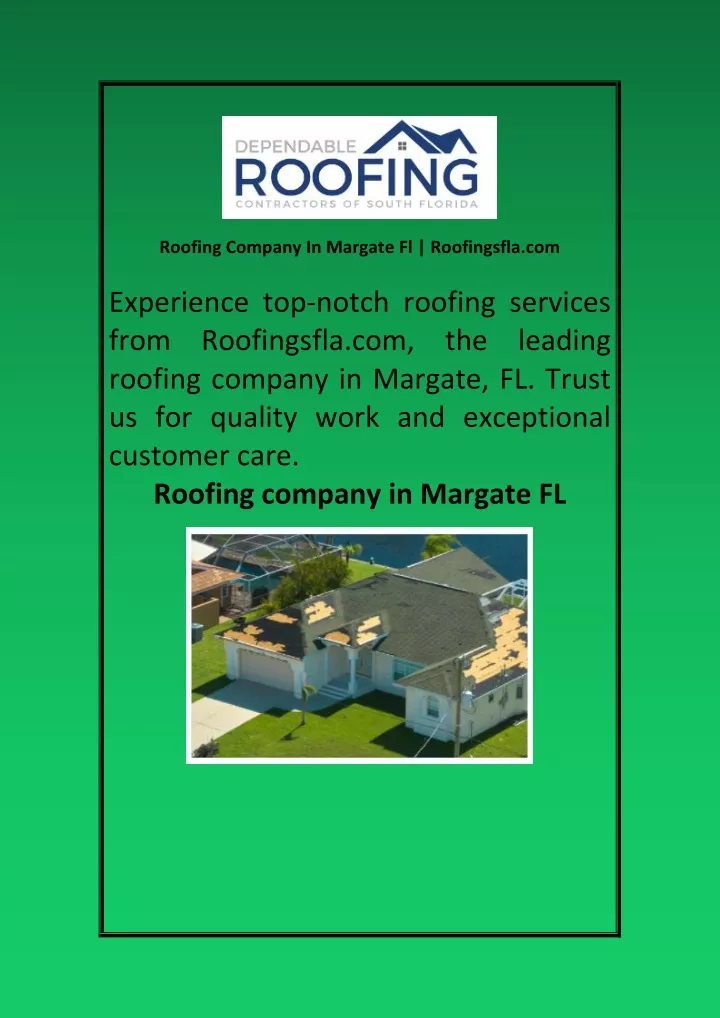 roofing company in margate fl roofingsfla com