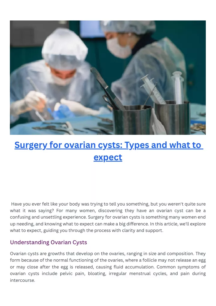 surgery for ovarian cysts types and what to expect