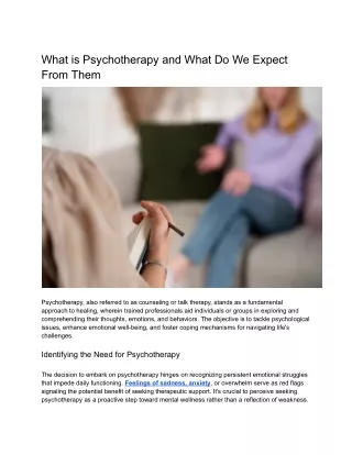 Understanding Psychotherapy: A Comprehensive Guide