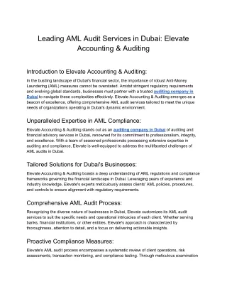Leading AML Audit Services in Dubai_ Elevate Accounting & Auditing