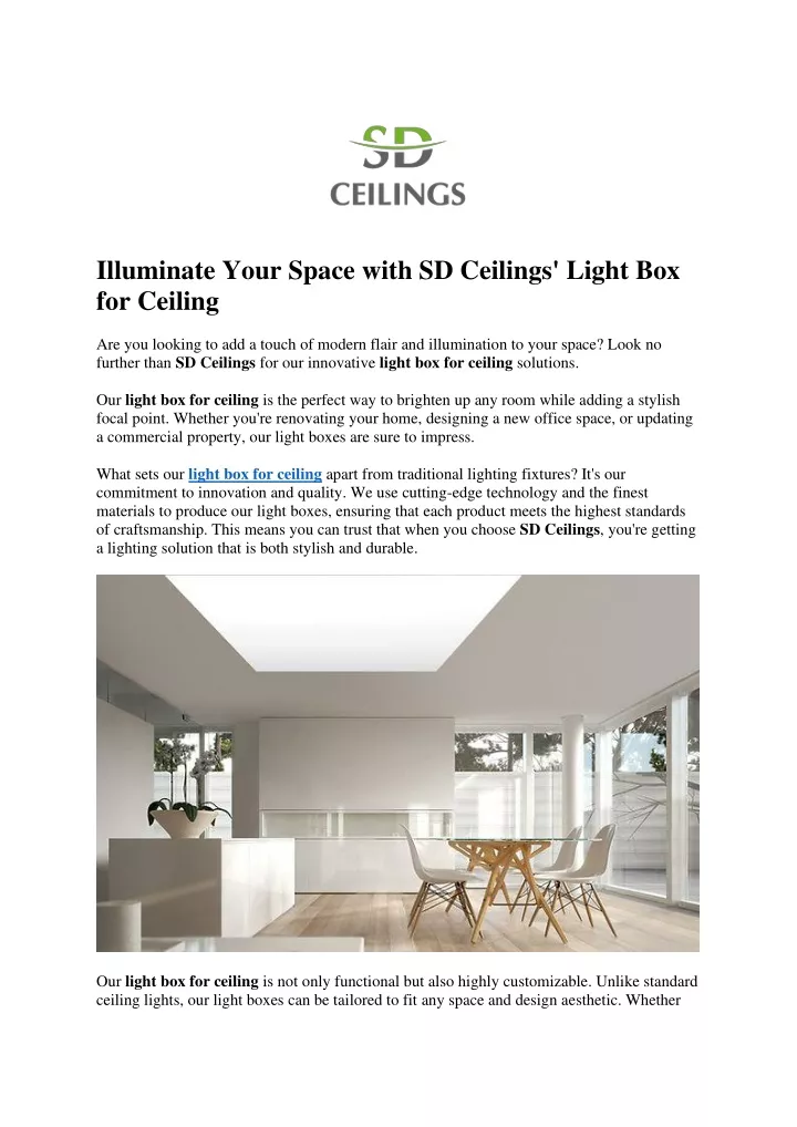 illuminate your space with sd ceilings light