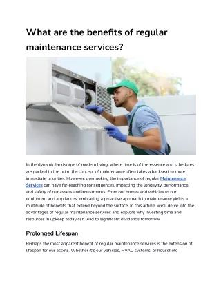 What are the benefits of regular maintenance services_