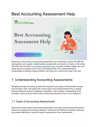 Best Accounting Assessment Help