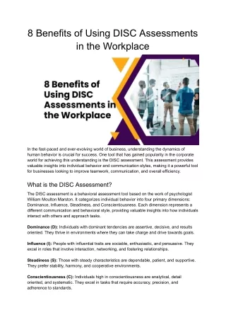 8 Benefits of Using DISC Assessments in the Workplace