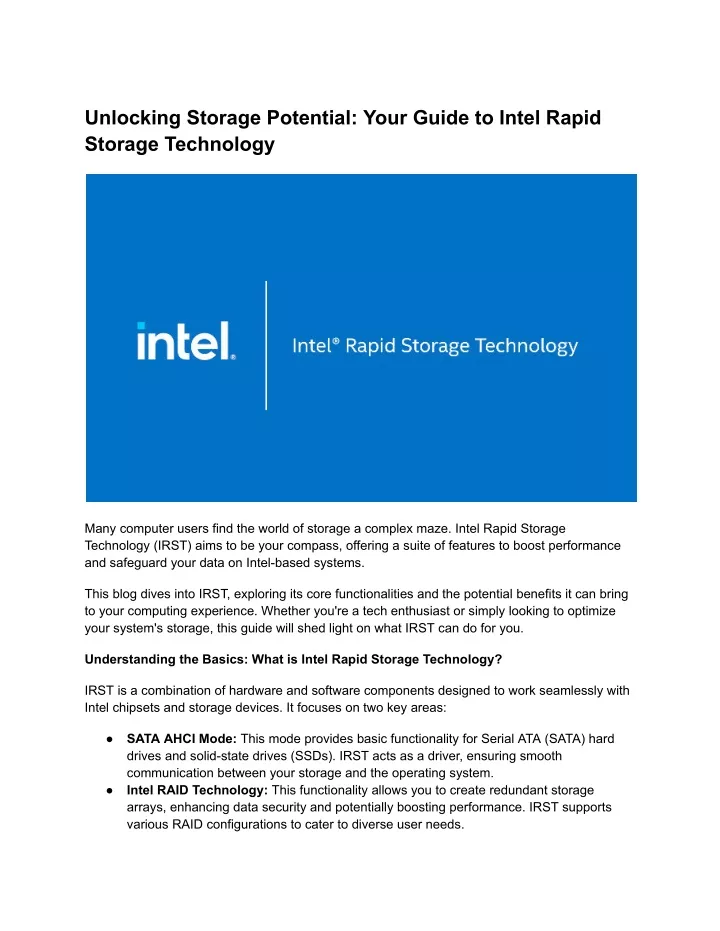 unlocking storage potential your guide to intel