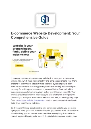 A Comprehensive Guide to Your E-commerce Website Development - Geek Master
