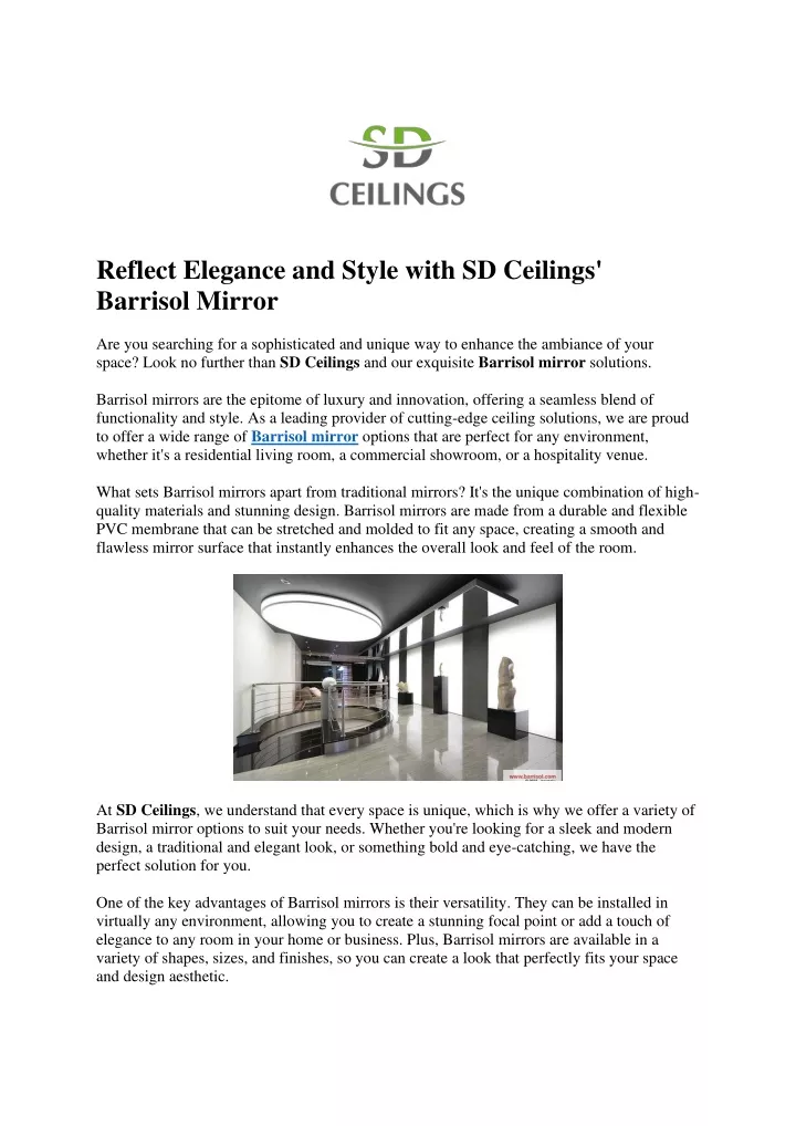 reflect elegance and style with sd ceilings