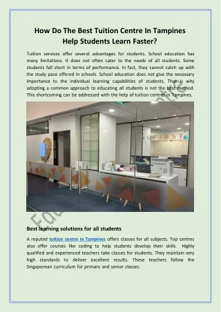 how do the best tuition centre in tampines help