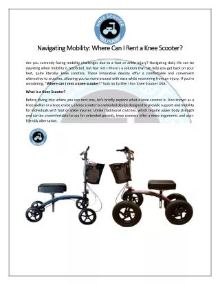 Navigating Mobility: Where Can I Rent a Knee Scooter?