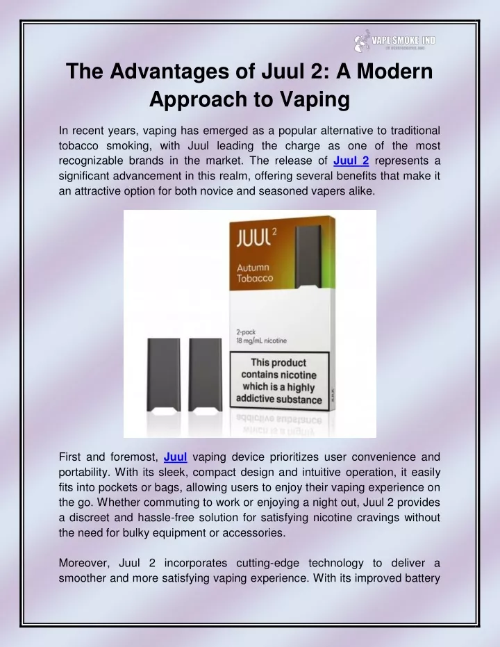 the advantages of juul 2 a modern approach