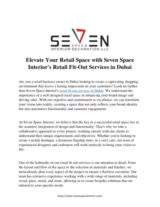 Elevate Your Retail Space with Seven Space  Interior's Retail Fit-Out Services i