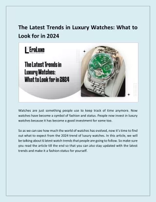 The Latest Trends in Luxury Watches_ What to Look for in 2024