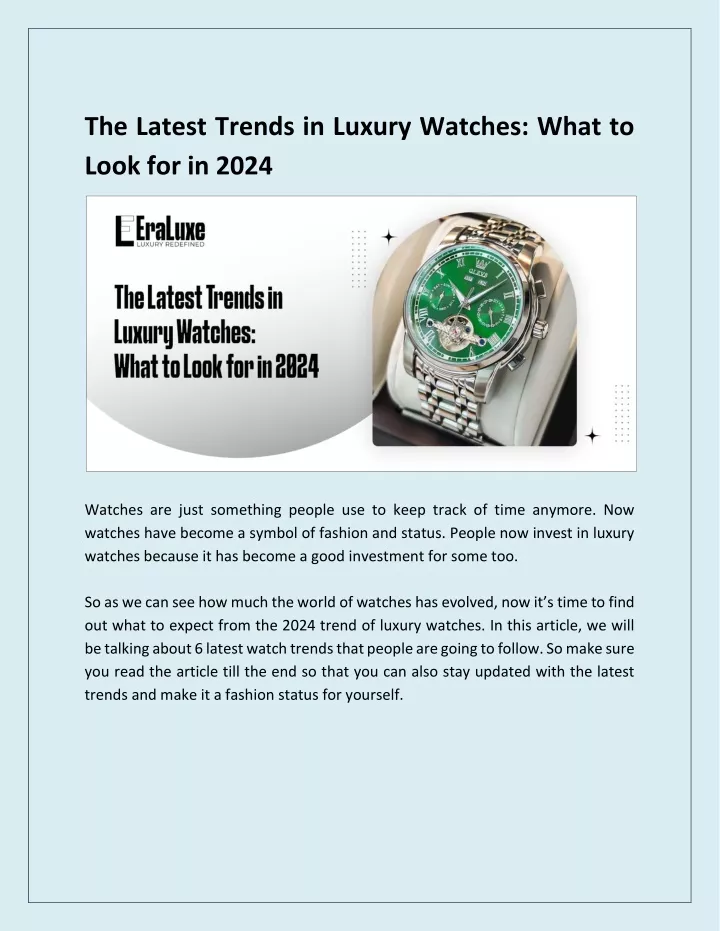 the latest trends in luxury watches what to look