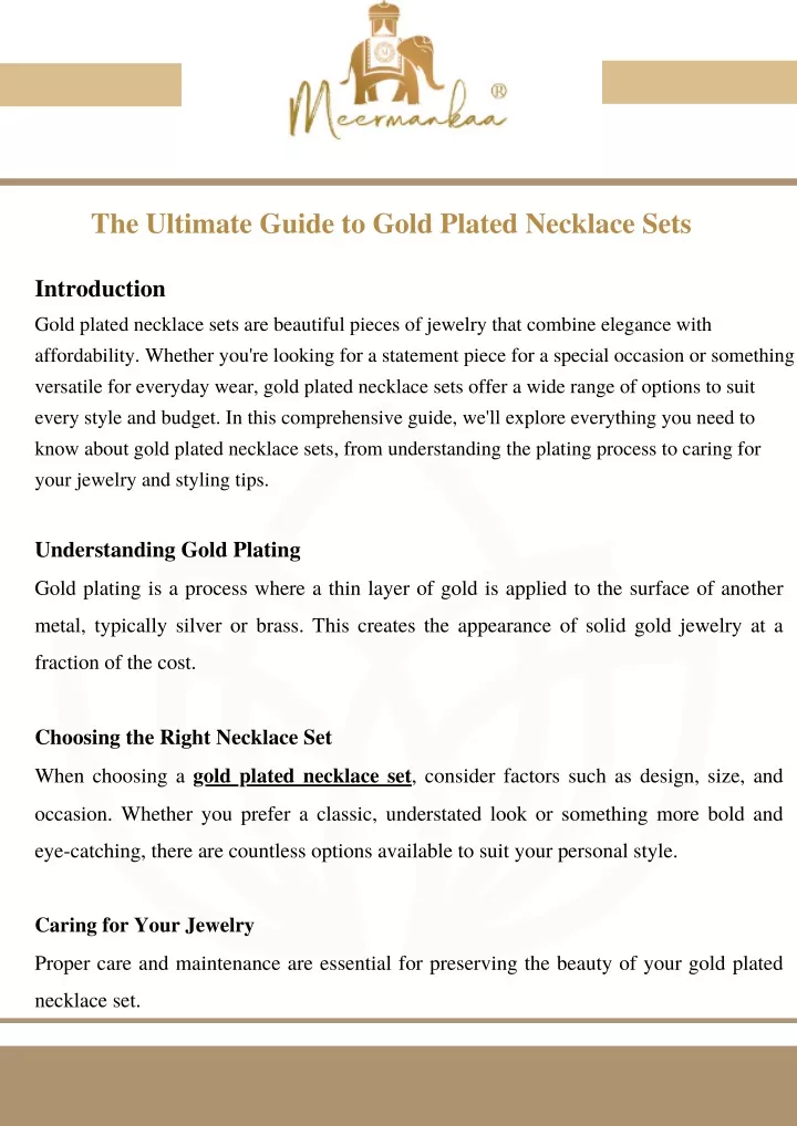 the ultimate guide to gold plated necklace sets