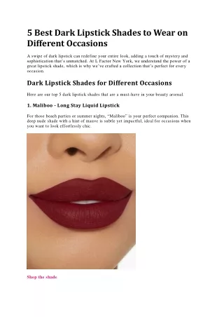 Unlock the Power of Dark Lipstick Shades