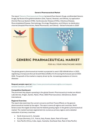 Generic Pharmaceutical Market Growth Drivers Forecast 2024