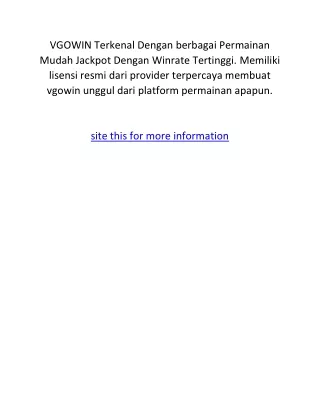 VGOWIN Terkenal Dengan berbagai Permainan Mudah Jackpot Dengan Winrate Tertinggi