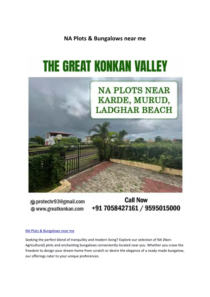 na plots bungalows near me