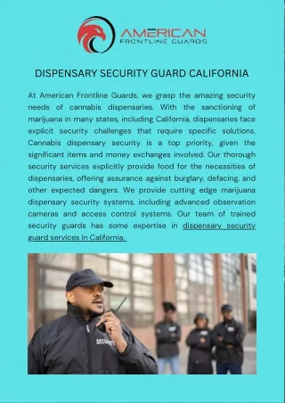 DISPENSARY SECURITY GUARD CALIFORNIA