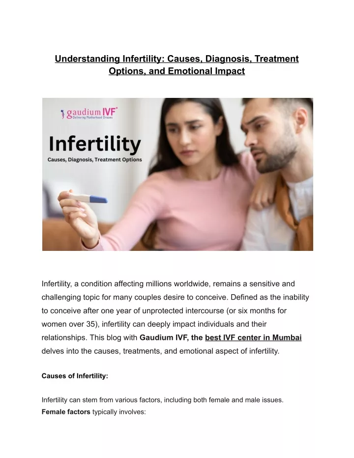 understanding infertility causes diagnosis