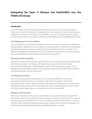 Navigating the Seas_ A Glimpse into SeaSchiffe's Iron Ore Pellets Discharge
