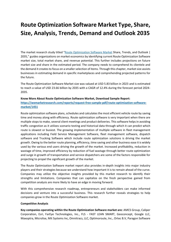 route optimization software market type share