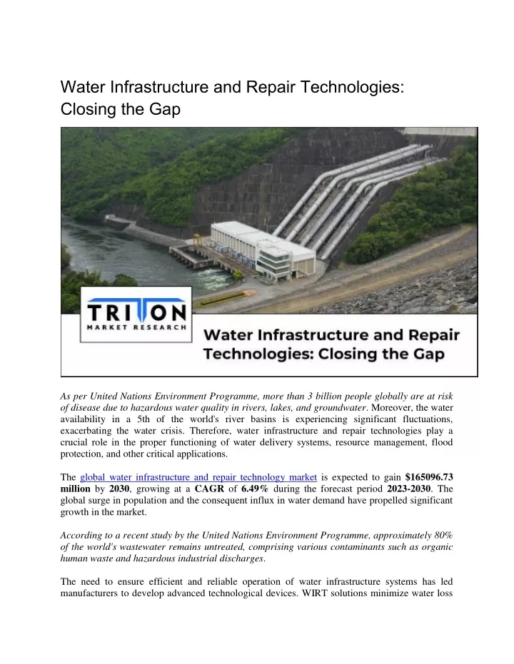 water infrastructure and repair technologies
