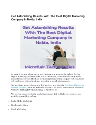 Get Astonishing Results With The Best Digital Marketing Company in Noida