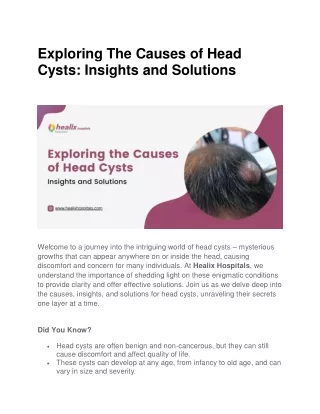Exploring The Causes Of Head Cysts: Insights And Solutions