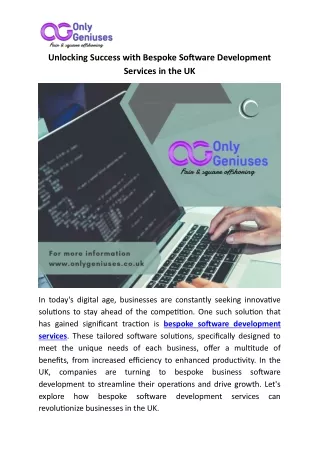 Bespoke Software Development Services in the UK-OnlyGeniuses