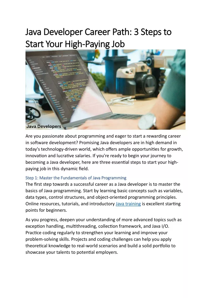 java developer career path 3 steps to java