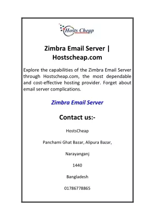 Zimbra Email Server  Hostscheap.com