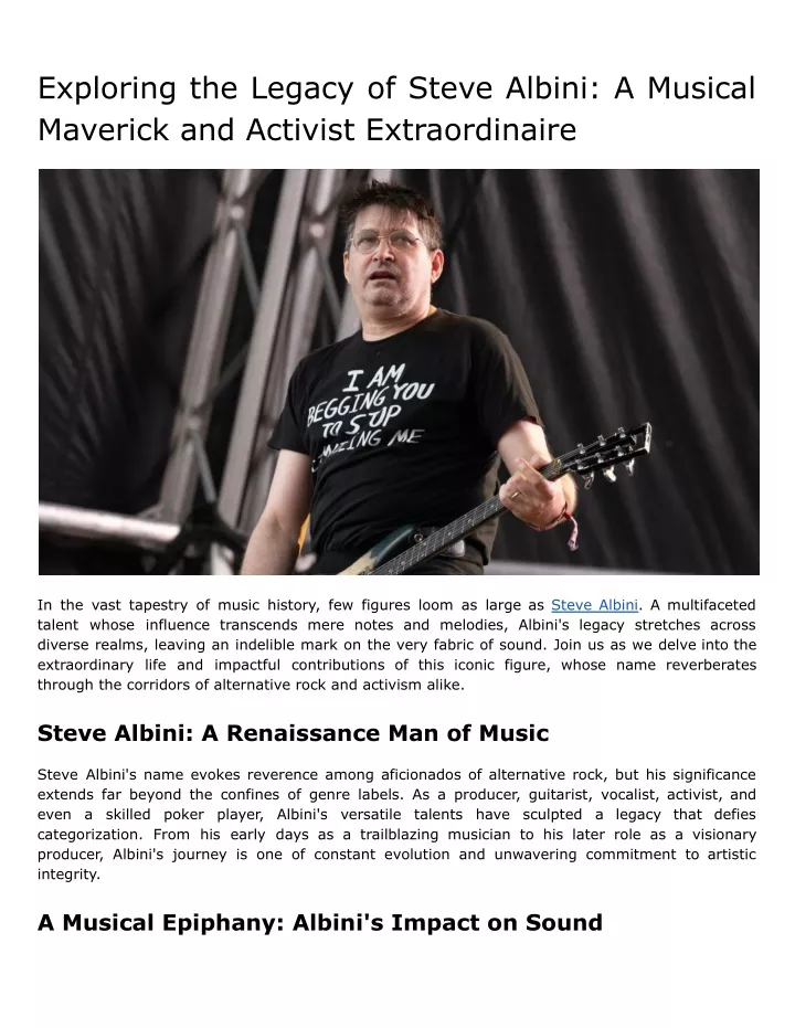 exploring the legacy of steve albini a musical