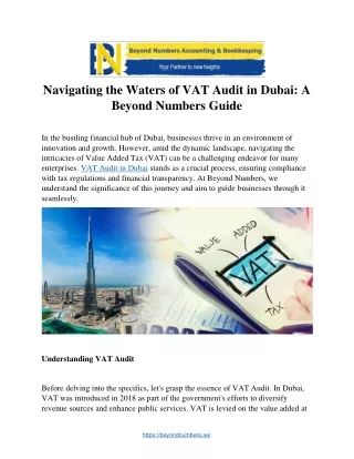 Navigating the Waters of VAT Audit in Dubai: A  Beyond Numbers Guide