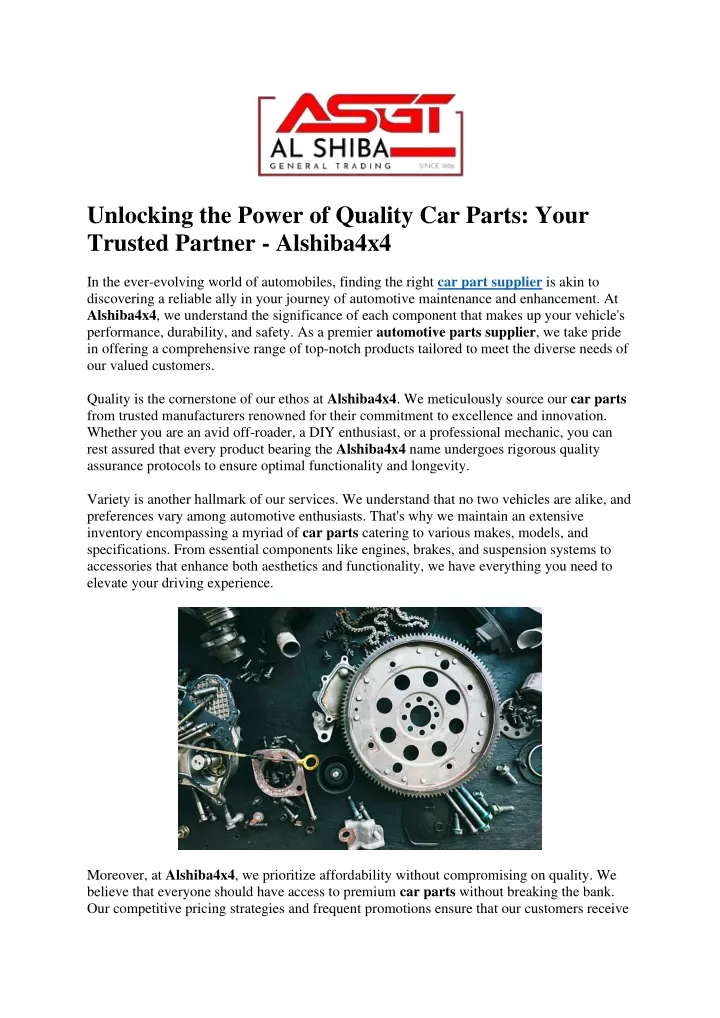 unlocking the power of quality car parts your