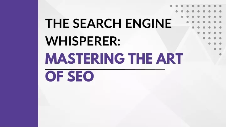 the search engine whisperer mastering