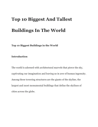 Top 10 Biggest And Tallest Buildings In The World