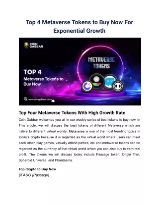 top 4 metaverse tokens to buy now for exponential