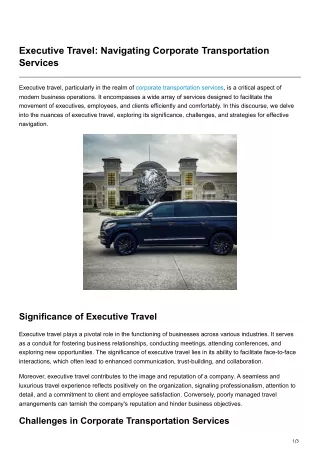 Executive Travel Navigating Corporate Transportation Services