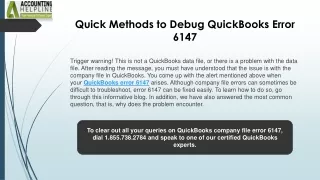 How to easily fix Error 6147 in QuickBooks Desktop