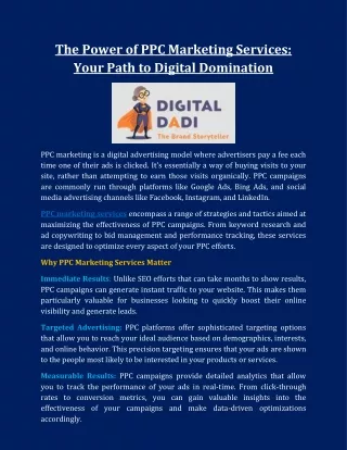 The Power of PPC Marketing Services- Your Path to Digital Domination