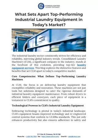 What Sets Apart Top-Performing Industrial Laundry Equipment in Today’s Market?